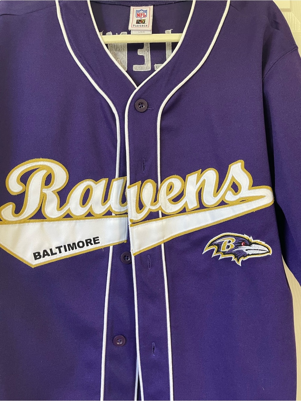 Baltimore Ravens Ray Lewis #52 NFL Purple Button Front Jersey Shirt - Picture 3 of 6